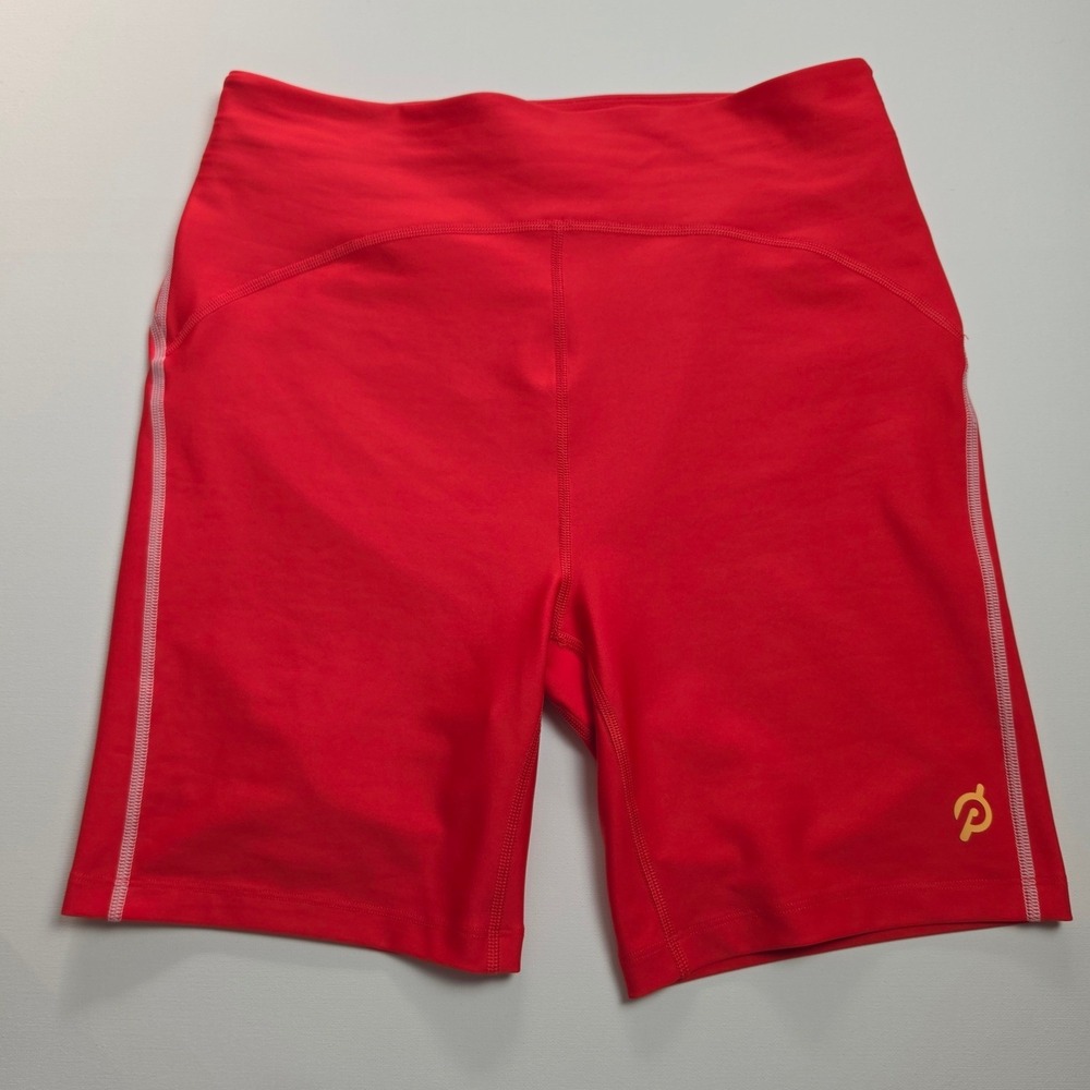 Peloton High Waisted Biker Shorts Red Athletic Cycling Shorts Size Large
